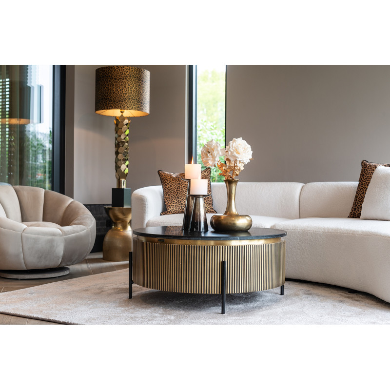 IRONVILLE ROUND exkluzív dohányzóasztal - 90cm