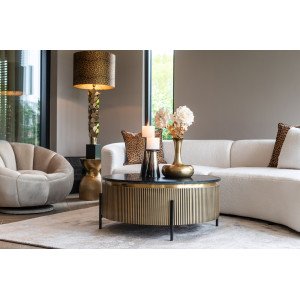 IRONVILLE ROUND exkluzív dohányzóasztal - 90cm Fa