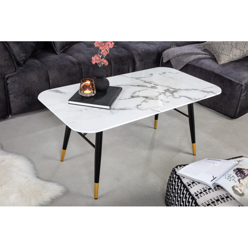 PARIS design üveg dohányzóasztal -110cm - fehér