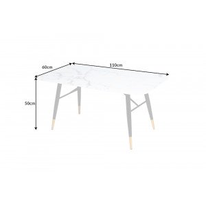 PARIS design üveg dohányzóasztal -110cm - fehér