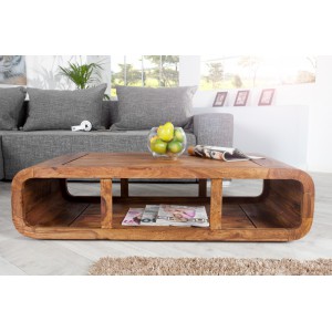 CURVED NATUR tömör rózsafa dohányzóasztal 100cm Fa