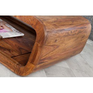 CURVED NATUR tömör rózsafa dohányzóasztal 100cm