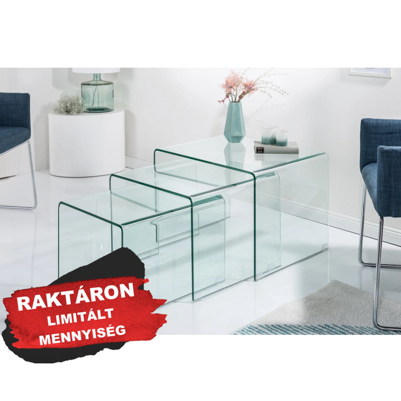 TRIZZO üveg dohányzóasztal