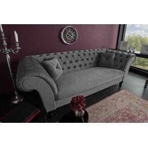 PRINCESS design bársony kanapé - 225cm - szürke