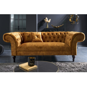 PRINCESS design bársony kanapé - 225cm - mustársárga INVICTA