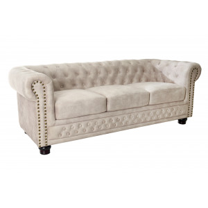 CHESTERFIELD design bársony kanapé - 200cm - beige