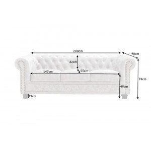 CHESTERFIELD design bársony kanapé - 200cm - beige