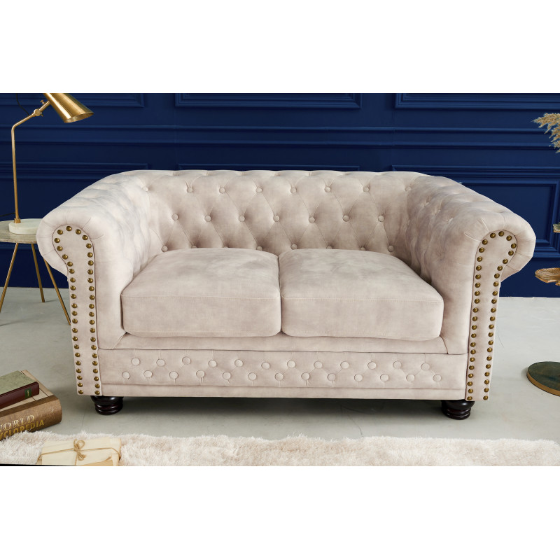 CHESTERFIELD design bársony kanapé - 150cm - beige
