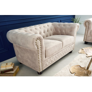 CHESTERFIELD design bársony kanapé - 150cm - beige
