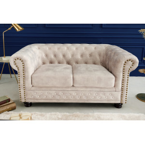 CHESTERFIELD design bársony kanapé - 150cm - beige INVICTA