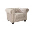 CHESTERFIELD design bársony fotel - beige