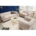 CHESTERFIELD design bársony fotel - beige