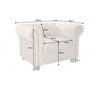 CHESTERFIELD design bársony fotel - beige