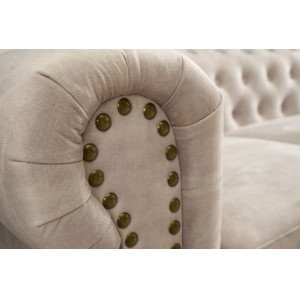CHESTERFIELD design bársony fotel - beige