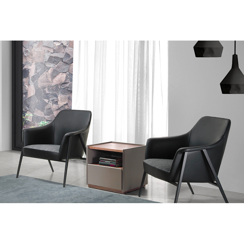 NAVES modern éjjeliszekrény - dió/szürke