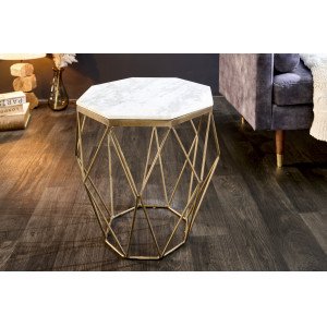 DIAMOND modern márvány lerakóasztal - fehér INVICTA