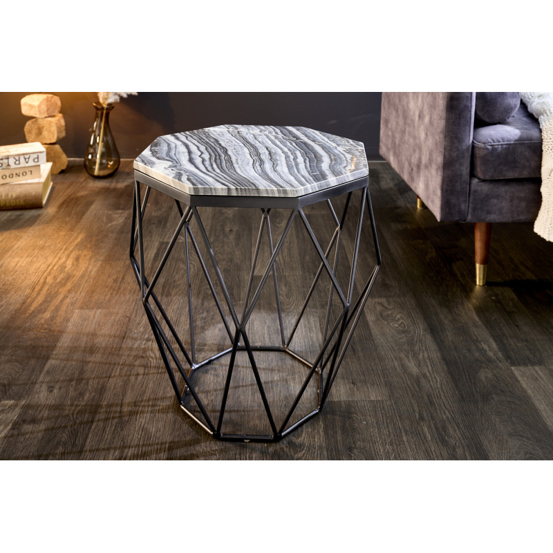 DIAMOND modern márvány lerakóasztal - szürke