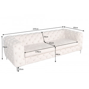 MAGNOLIA design bársony kanapé - 235cm - pezsgő
