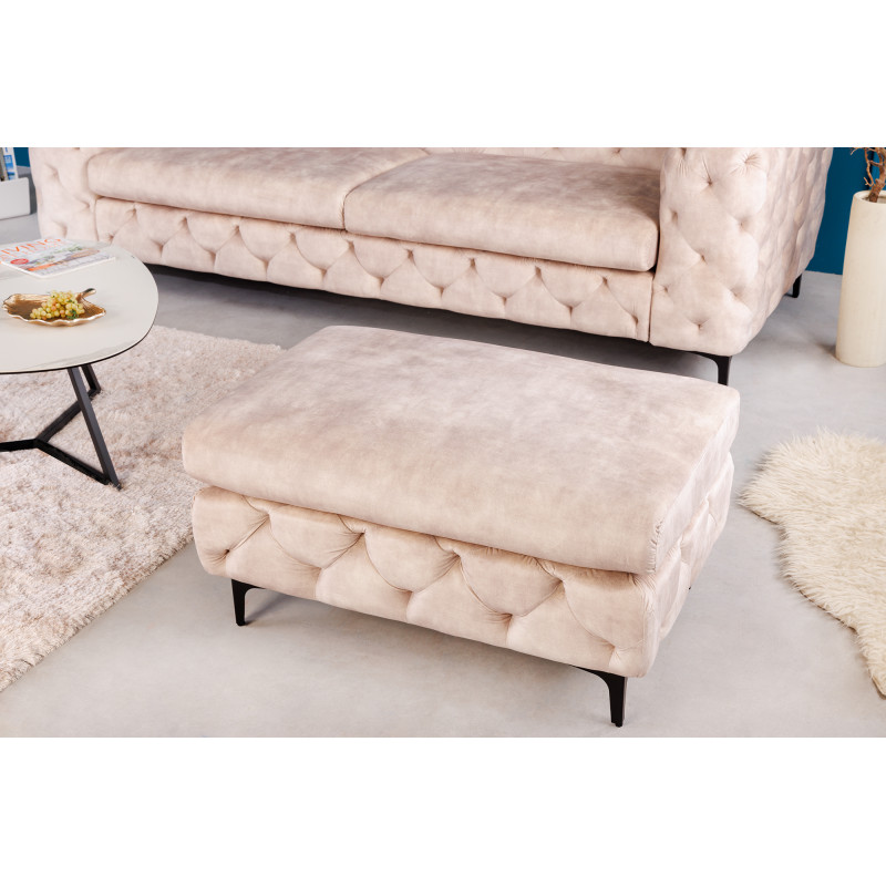 MAGNOLIA design bársony puff - pezsgő