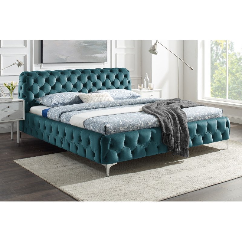 MODERN BAROCK exkluzív bársony ágykeret - türkiz - 180x200cm