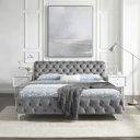 MODERN BAROCK exkluzív bársony ágykeret - szürke - 180x200cm
