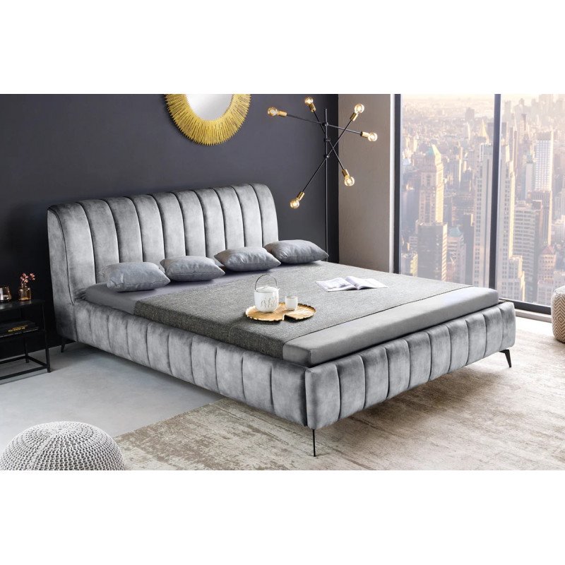 AMSTERDAM exkluzív bársony ágykeret - szürke - 180x200cm