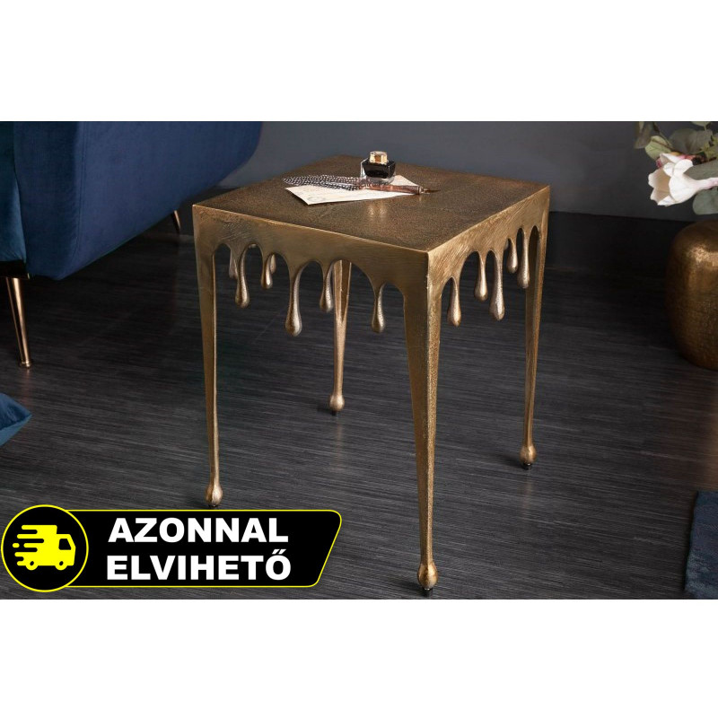LIQUID design fém lerakóasztal - 34cm - arany