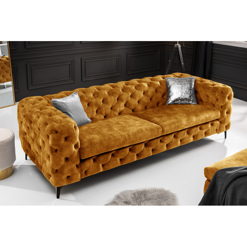 MAGNOLIA design bársony kanapé - 235cm - mustár