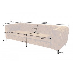 MAGNOLIA design bársony kanapé - 235cm - mustár