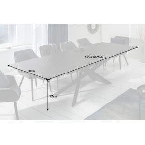 EUPHORIA exkluzív bővíthető étkezőasztal - grafit - 180-220-260cm