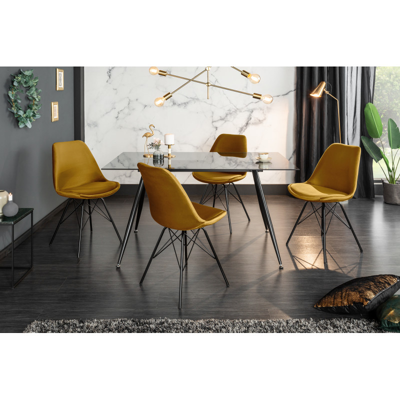 SCANDINAVIA design bársony szék - mustár