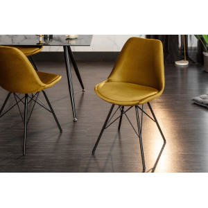 SCANDINAVIA design bársony szék - mustár