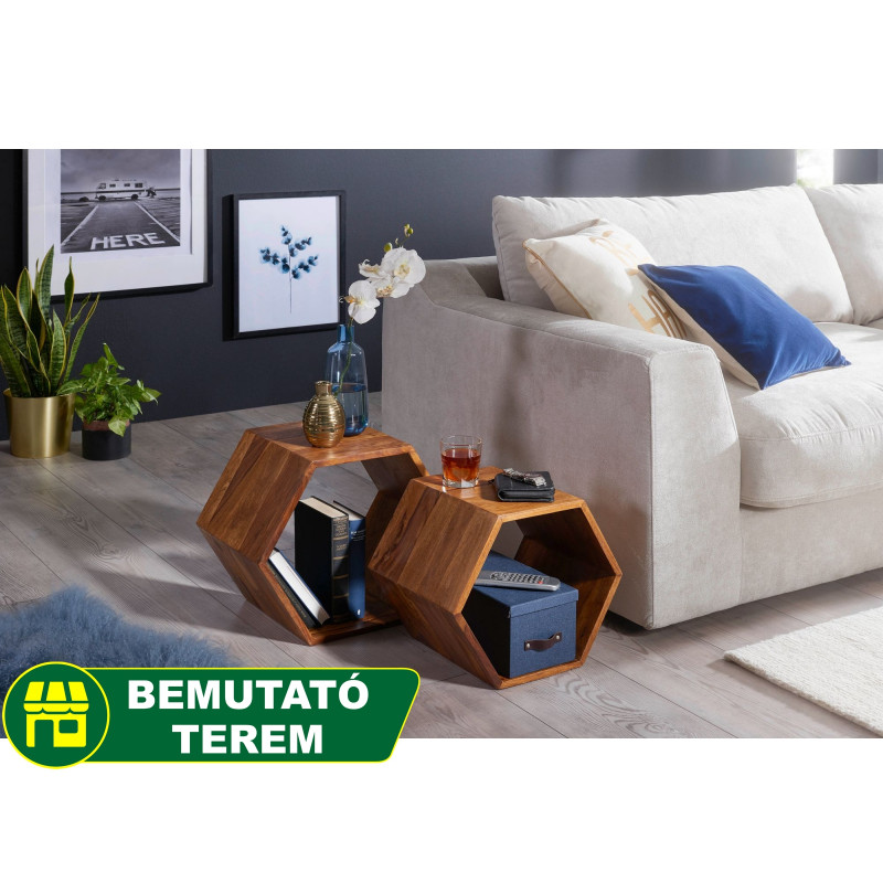 HEXAGON modern rózsafa lerakóasztal szett