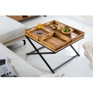 FINCA modern mangófa dohányzóasztal - 80cm Fa
