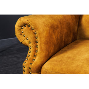 CHESTER design bársony fotel - mustár