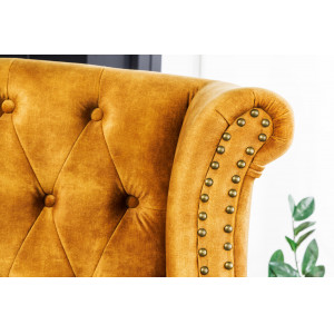 CHESTER design bársony fotel - mustár