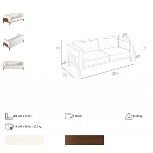 PEDRAZA prémium bőr kanapé - 3 személyes - fehér