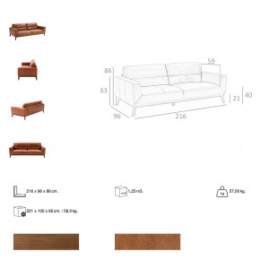 LEON prémium bőr kanapé - 3 személyes