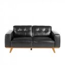GIRONA prémium bőr kanapé - 2 személyes - fekete