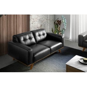 GIRONA prémium bőr kanapé - 2 személyes - fekete Angel Cerdá