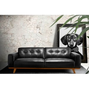 GIRONA prémium bőr kanapé - 3 személyes - fekete Angel Cerdá