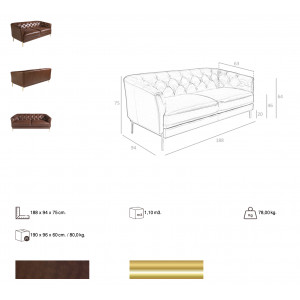 MEREDIN prémium bőr kanapé - 2 személyes