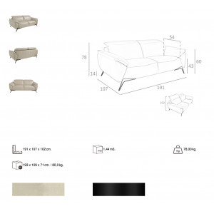 MURCIA prémium bőr kanapé - 2 személyes