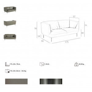 NAVARRE prémium bőr kanapé - 2 személyes
