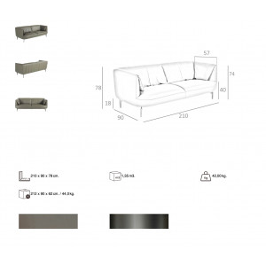 NAVARRE prémium bőr kanapé - 3 személyes