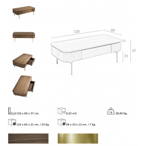 MONTREND exkluzív dió dohányzóasztal - 120cm