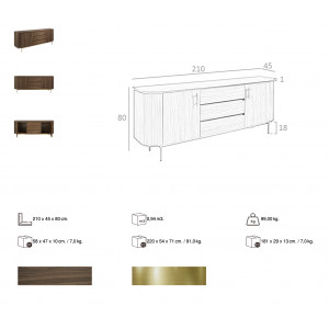 MONTREND exkluzív dió komód - 210cm