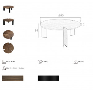 NAHARRO exkluzív dió dohányzóasztal