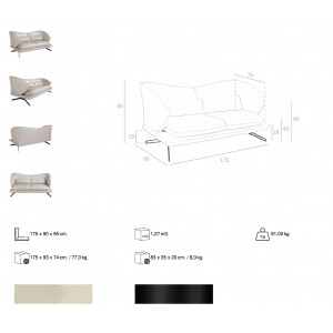 HURONA prémium bőr kanapé - 2 személyes