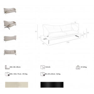 HURONA prémium bőr kanapé - 3 személyes